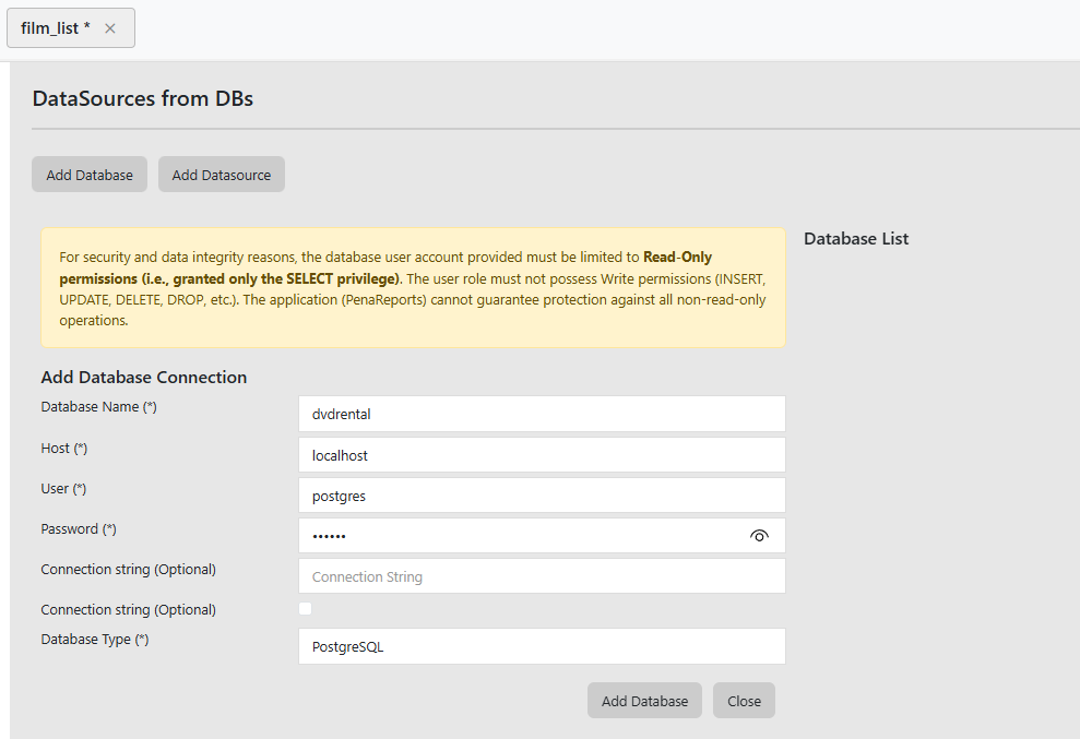 add database connection