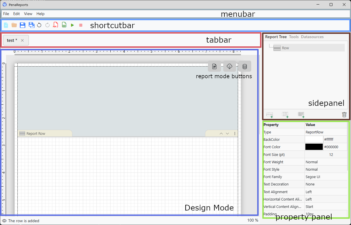 penareports report builder workspace